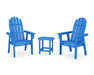 POLYWOOD® Vineyard 3-Piece Curveback Upright Adirondack Chair Set in Pacific Blue