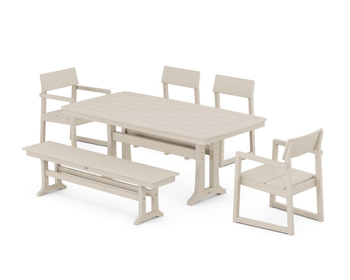 POLYWOOD EDGE 6-Piece Dining Set with Trestle Legs in Sand