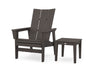POLYWOOD® Modern Grand Upright Adirondack Chair with Side Table in Vintage Coffee