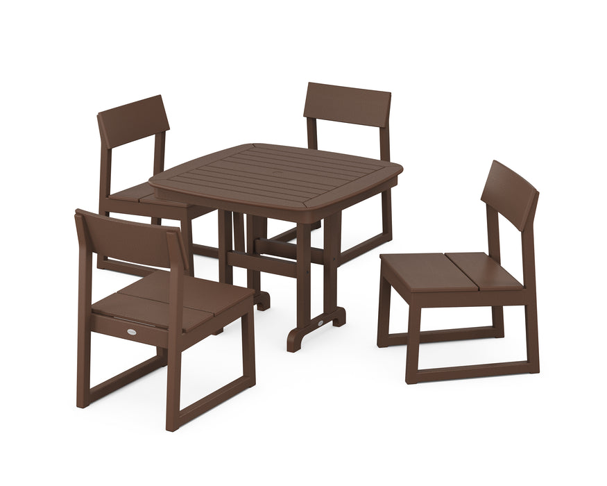POLYWOOD EDGE Side Chair 5-Piece Dining Set in Mahogany