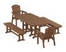 POLYWOOD Seashell 5-Piece Dining Set with Benches in Teak