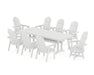 POLYWOOD Vineyard 9-Piece Curveback Adirondack Swivel Farmhouse Dining Set with Trestle Legs in White