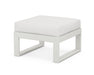 POLYWOOD Edge Modular Ottoman in Vintage White with Natural Linen fabric
