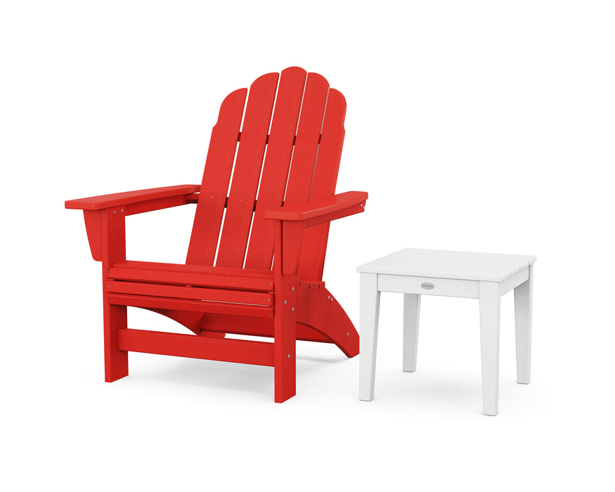 POLYWOOD® Vineyard Grand Adirondack Chair with Side Table in Aruba / White