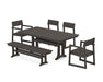 POLYWOOD EDGE 6-Piece Farmhouse Dining Set With Trestle Legs in Vintage Coffee