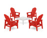 POLYWOOD® 5-Piece Vineyard Grand Upright Adirondack Chair Conversation Group in Tangerine / White