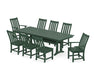 POLYWOOD Vineyard 9-Piece Farmhouse Dining Set with Trestle Legs in Green