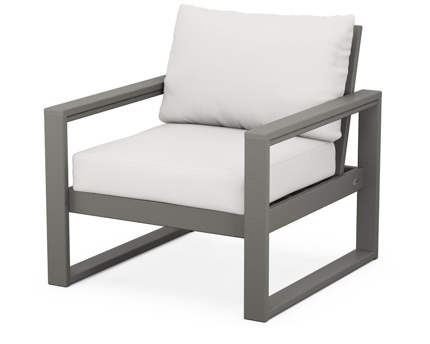 POLYWOOD EDGE Club Chair in Slate Grey with Natural Linen fabric