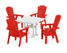 POLYWOOD Nautical Adirondack 5-Piece Farmhouse Dining Set With Trestle Legs in Sunset Red