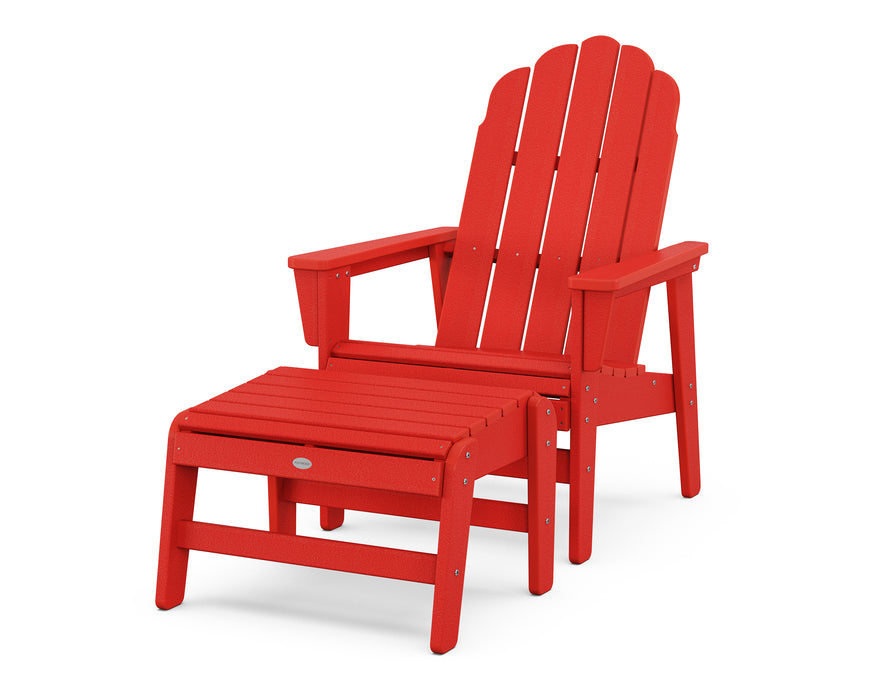 POLYWOOD® Vineyard Grand Upright Adirondack Chair with Ottoman in Sunset Red