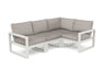 POLYWOOD EDGE 4-Piece Modular Deep Seating Set in Vintage White with Weathered Tweed fabric