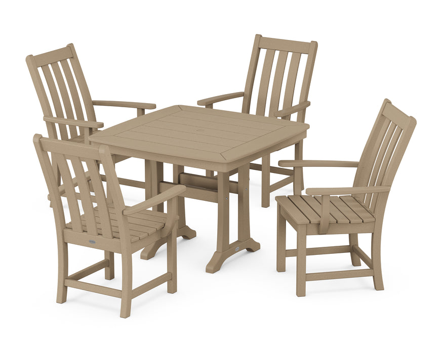 POLYWOOD Vineyard 5-Piece Dining Set with Trestle Legs in Vintage Sahara