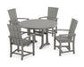POLYWOOD Quattro 5-Piece Round Dining Set with Trestle Legs in Slate Grey