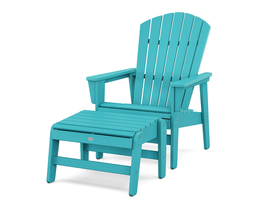 POLYWOOD® Nautical Grand Upright Adirondack Chair with Ottoman in Black