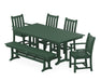 POLYWOOD® Traditional Garden 6-Piece Farmhouse Dining Set with Bench in Mahogany