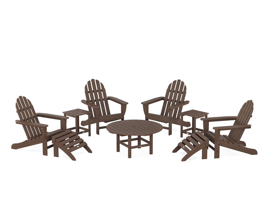 POLYWOOD Classic Adirondack Chair 9-Piece Conversation Set in Mahogany