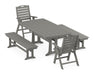 POLYWOOD Nautical Highback 5-Piece Dining Set with Trestle Legs in Slate Grey