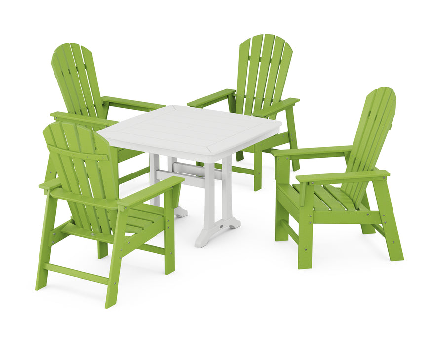 POLYWOOD South Beach 5-Piece Dining Set with Trestle Legs in Lime
