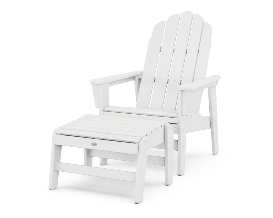 POLYWOOD® Vineyard Grand Upright Adirondack Chair with Ottoman in White