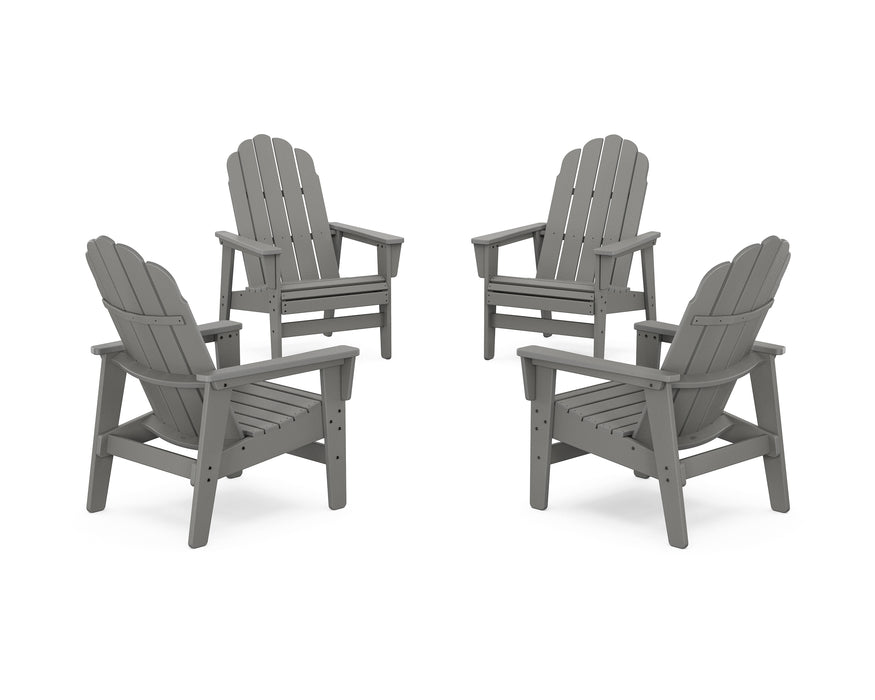 POLYWOOD® 4-Piece Vineyard Grand Upright Adirondack Chair Conversation Set in Slate Grey