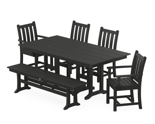 POLYWOOD® Traditional Garden 6-Piece Farmhouse Dining Set with Bench in Green