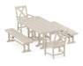 POLYWOOD Braxton 5-Piece Farmhouse Dining Set with Benches in Sand