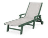 POLYWOOD Coastal Chaise with Wheels in Green with Parchment fabric