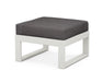 POLYWOOD Edge Modular Ottoman in Vintage White with Ash Charcoal fabric