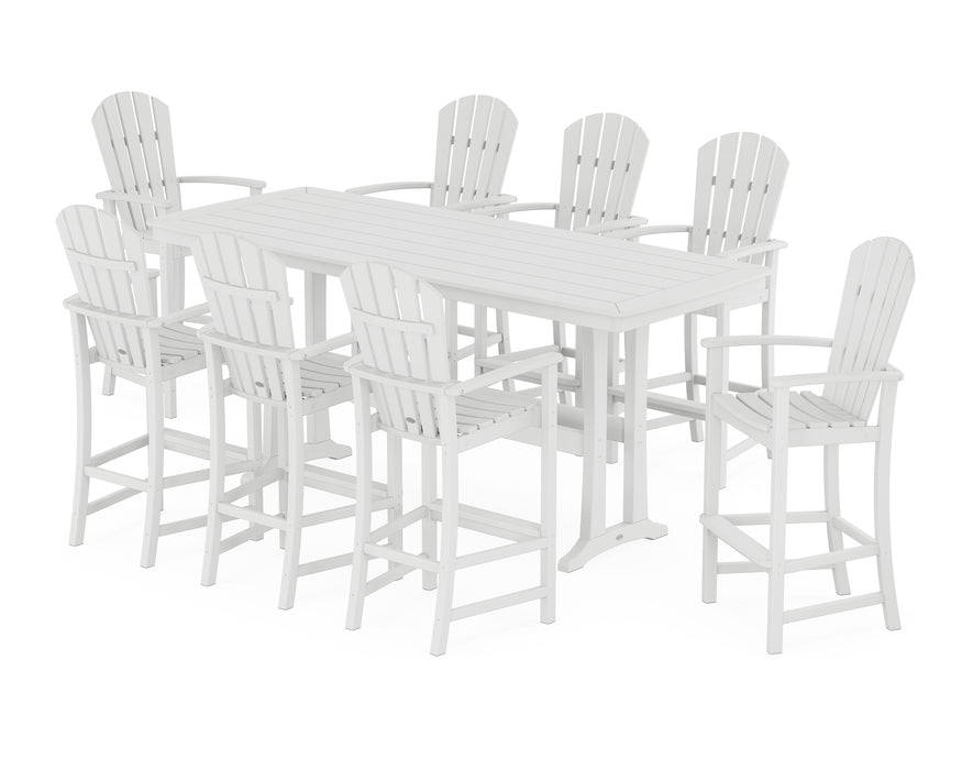 POLYWOOD® Palm Coast 9-Piece Bar Set with Trestle Legs in White