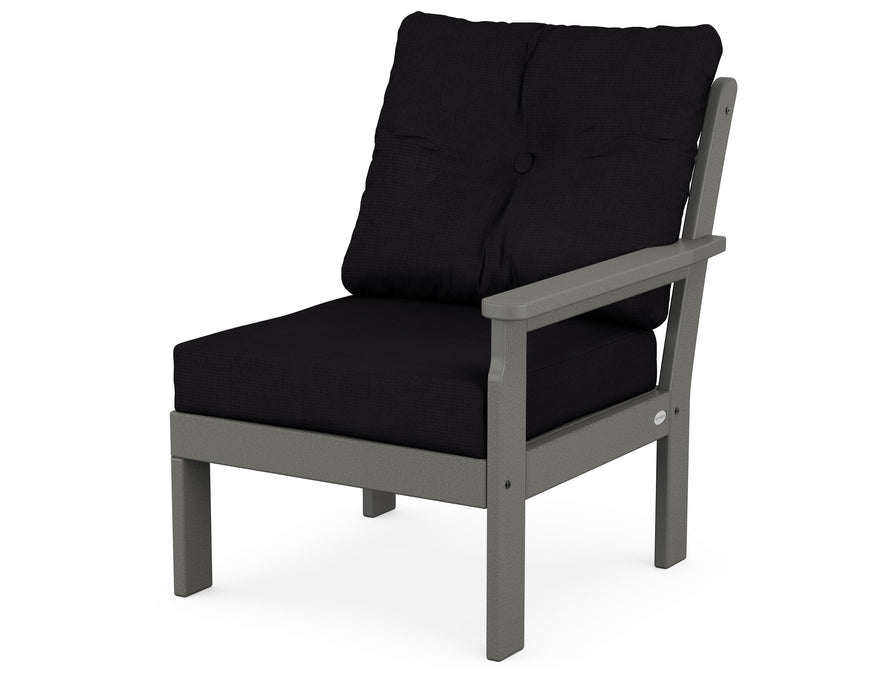 POLYWOOD Vineyard Modular Right Arm Chair in Slate Grey with Midnight Linen fabric
