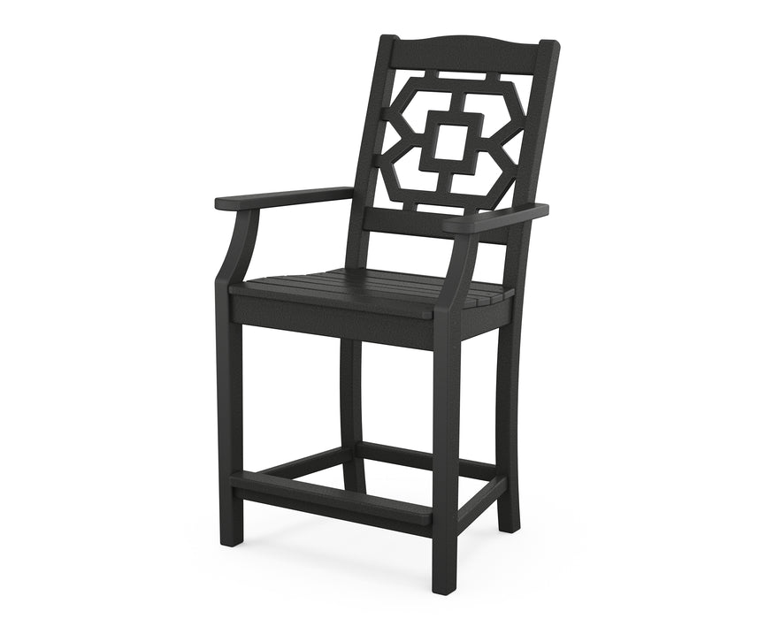Martha Stewart by POLYWOOD Chinoiserie Counter Arm Chair in Black