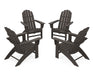 POLYWOOD 4-Piece Vineyard Curveback Adirondack Chair Conversation Set in Vintage Coffee