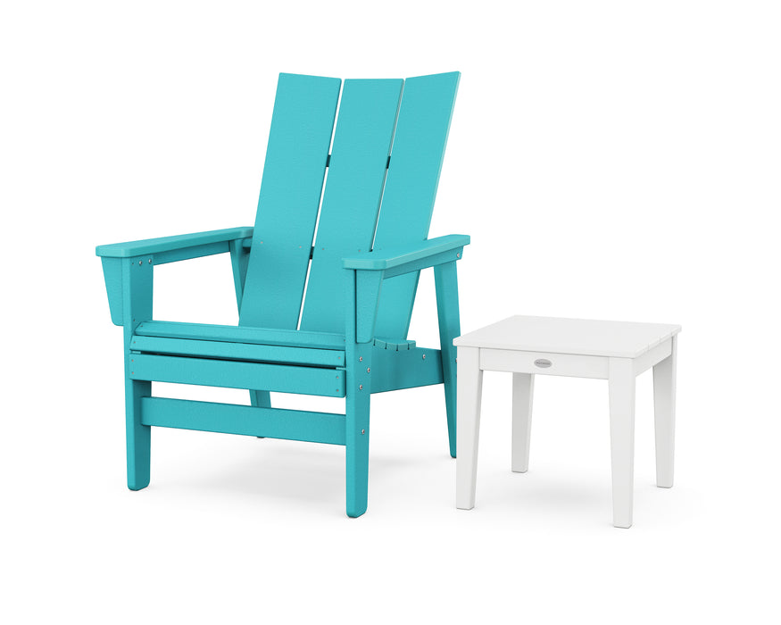 POLYWOOD® Modern Grand Upright Adirondack Chair with Side Table in Black