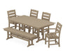 POLYWOOD Lakeside 6-Piece Farmhouse Dining Set with Bench in Vintage Sahara