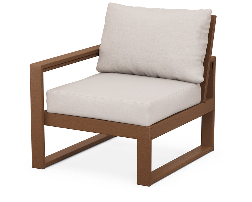 POLYWOOD® EDGE Modular Left Arm Chair in Teak with Dune Burlap fabric