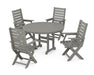 POLYWOOD Captain 5-Piece Round Dining Set in Slate Grey