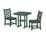 POLYWOOD Chippendale Side Chair 3-Piece Dining Set in Green