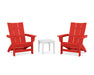 POLYWOOD® 3-Piece Modern Grand Adirondack Set in Sunset Red / White