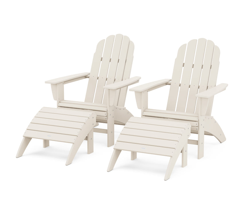 POLYWOOD Vineyard Curveback Adirondack Chair 4-Piece Set with Ottomans in Sand