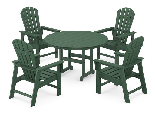 POLYWOOD South Beach 5-Piece Round Farmhouse Dining Set in Green