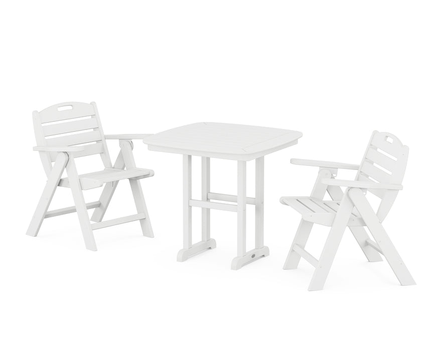 POLYWOOD Nautical Lowback 3-Piece Dining Set in White