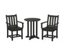 POLYWOOD Traditional Garden 3-Piece Round Dining Set in Black