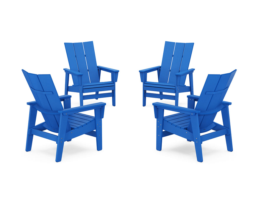 POLYWOOD® 4-Piece Modern Grand Upright Adirondack Chair Conversation Set in Sand