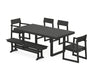 POLYWOOD EDGE 6-Piece Dining Set with Bench in Black