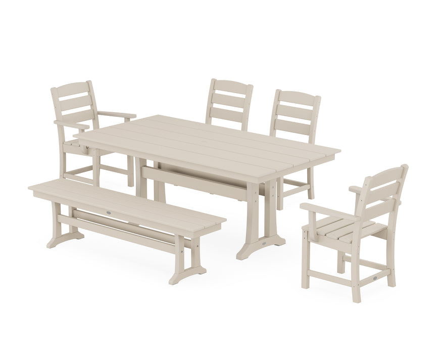 POLYWOOD Lakeside 6-Piece Farmhouse Dining Set With Trestle Legs in Sand