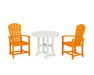 POLYWOOD Palm Coast 3-Piece Round Farmhouse Dining Set in Tangerine