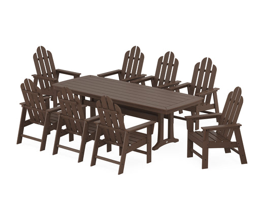POLYWOOD Long Island 9-Piece Dining Set with Trestle Legs in Mahogany