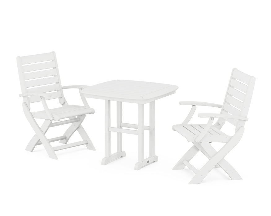 POLYWOOD Signature Folding Chair 3-Piece Dining Set in White
