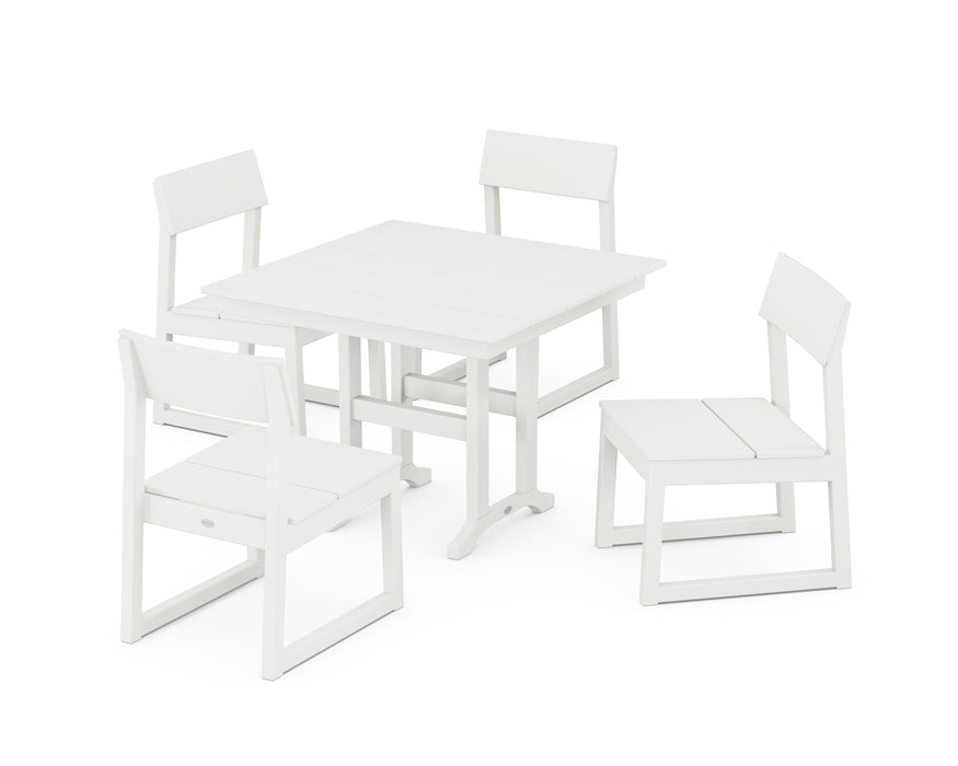 POLYWOOD EDGE Side Chair 5-Piece Farmhouse Dining Set in Vintage White
