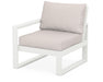 POLYWOOD® EDGE Modular Left Arm Chair in Vintage White with Dune Burlap fabric